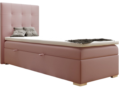 Jednoosobowe łóżko kontynentalne z opcją pojemnika - DINA 90x200 różowy