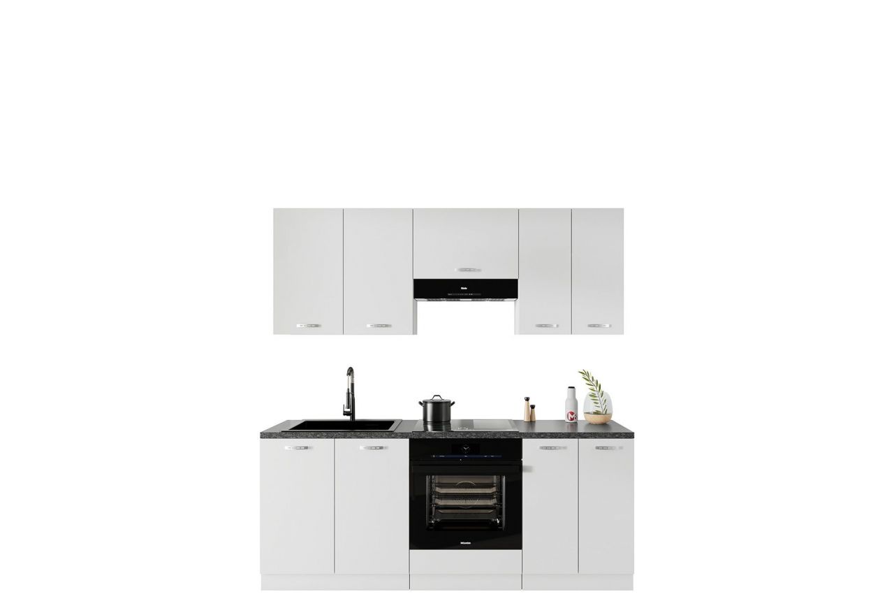 Ponadczasowy zestaw mebli do kuchni w bieli INER WHITE 200 cm - Biały mat