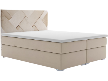 Dwuosobowe łóżko kontynentalne z opcją pojemnika na pościel - BRUNA 120x200 beżowy