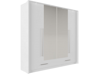 Elegancka szafa 210 cm z lustrami na frontach i łamanymi drzwiami - TOMARES / Biały