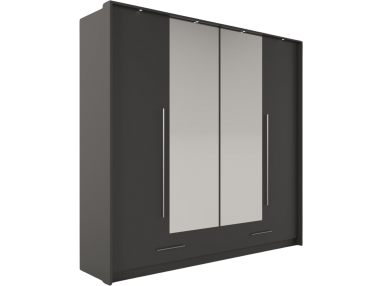 Szafa 209 cm w nowoczesnym stylu z łamanymi drzwiami i oświetleniem LED - TOMARES / Grafit