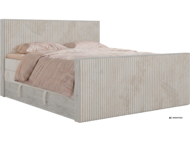 Łóżko kontynentalne NORDIC KING DUO 200x200 - H3 - beżowy, sztruks - Topper Visco