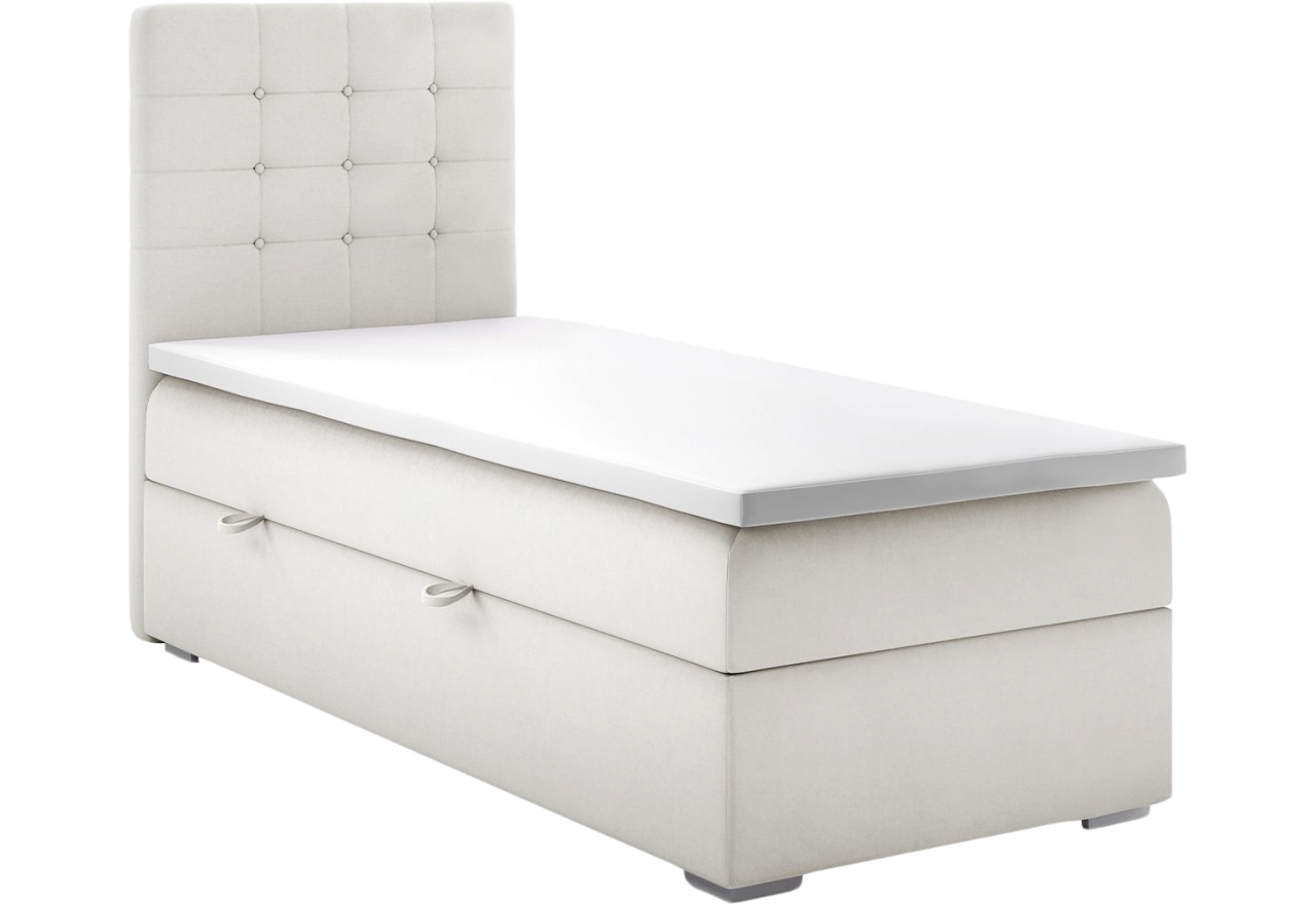 Łóżko kontynentalne jednoosobowe z materacem - CASSI 80x200 kremowy