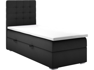 Łóżko kontynentalne jednoosobowe z materacem - CASSI 80x200 czarny