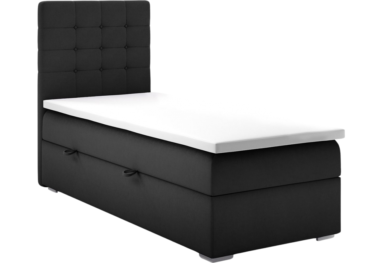 Łóżko kontynentalne jednoosobowe z materacem - CASSI 80x200 czarny