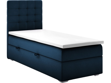 Pojedyncze łóżko kontynentalne z materacem do sypialni - CASSI 90x200 granatowy