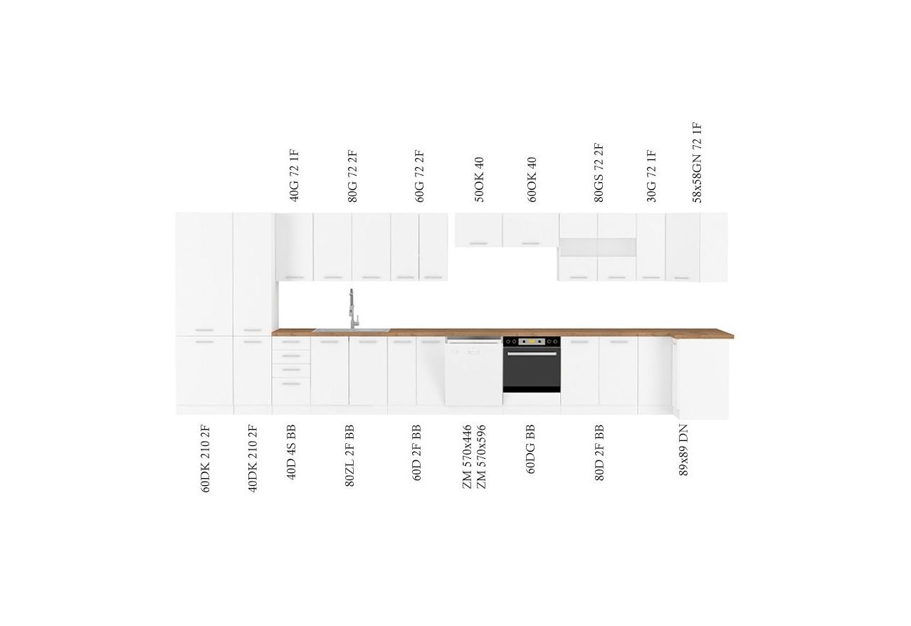 Wysoka szafka, słupek pionowy do kuchni 40 cm INER WHITE 40 DK-210 2F