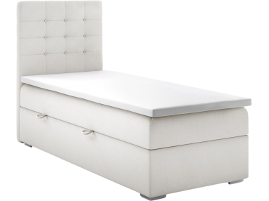 Pojedyncze łóżko kontynentalne z materacem do sypialni - CASSI 90x200 kremowy