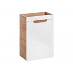 Wisząca szafka pod umywalkę 40 cm jednodrzwiowa w designerskim stylu - ARIVA / Dąb Craft Złoty / Biały połysk