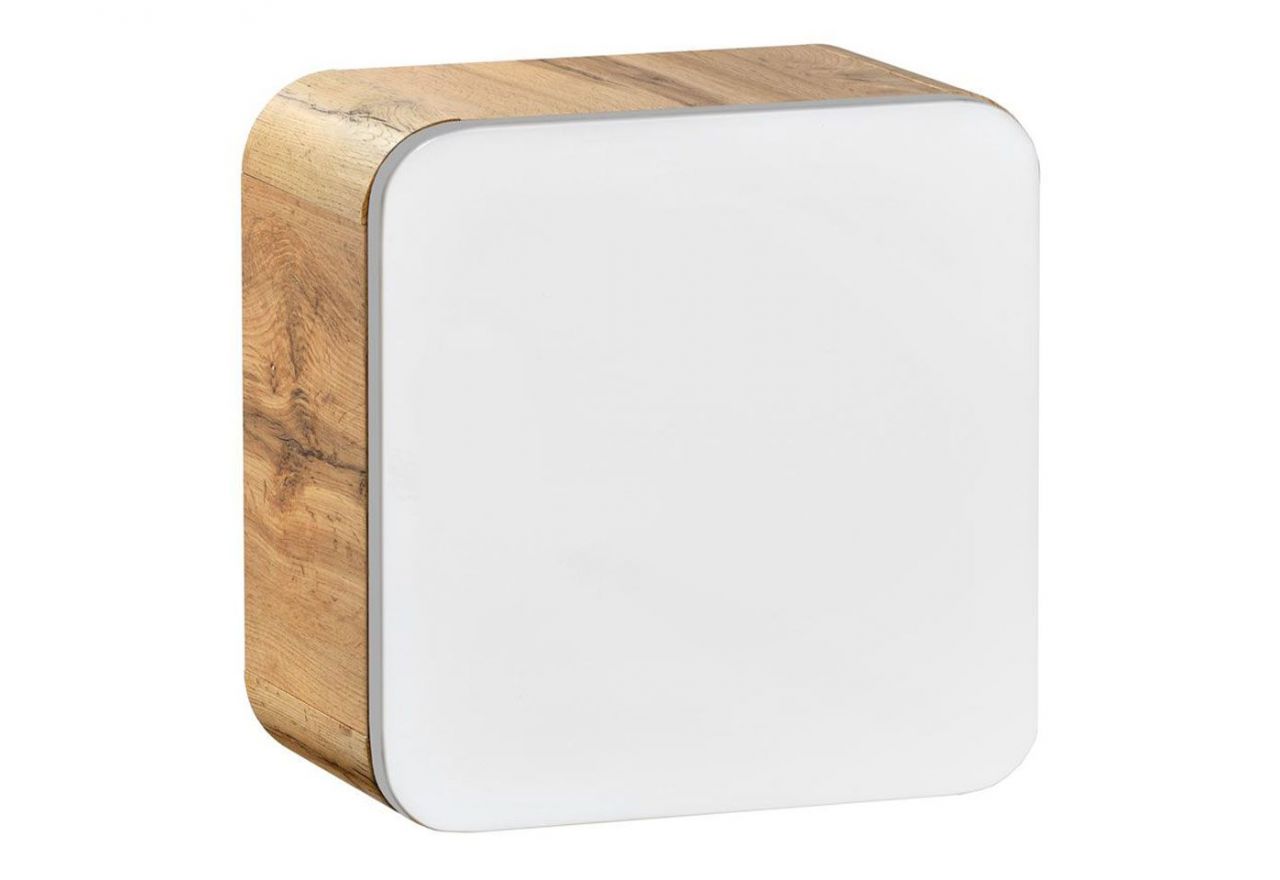 Mała szafka wisząca w nowoczesnym stylu, jednodrzwiowa do łazienki - ARIVA / Dąb Craft Złoty / Biały połysk