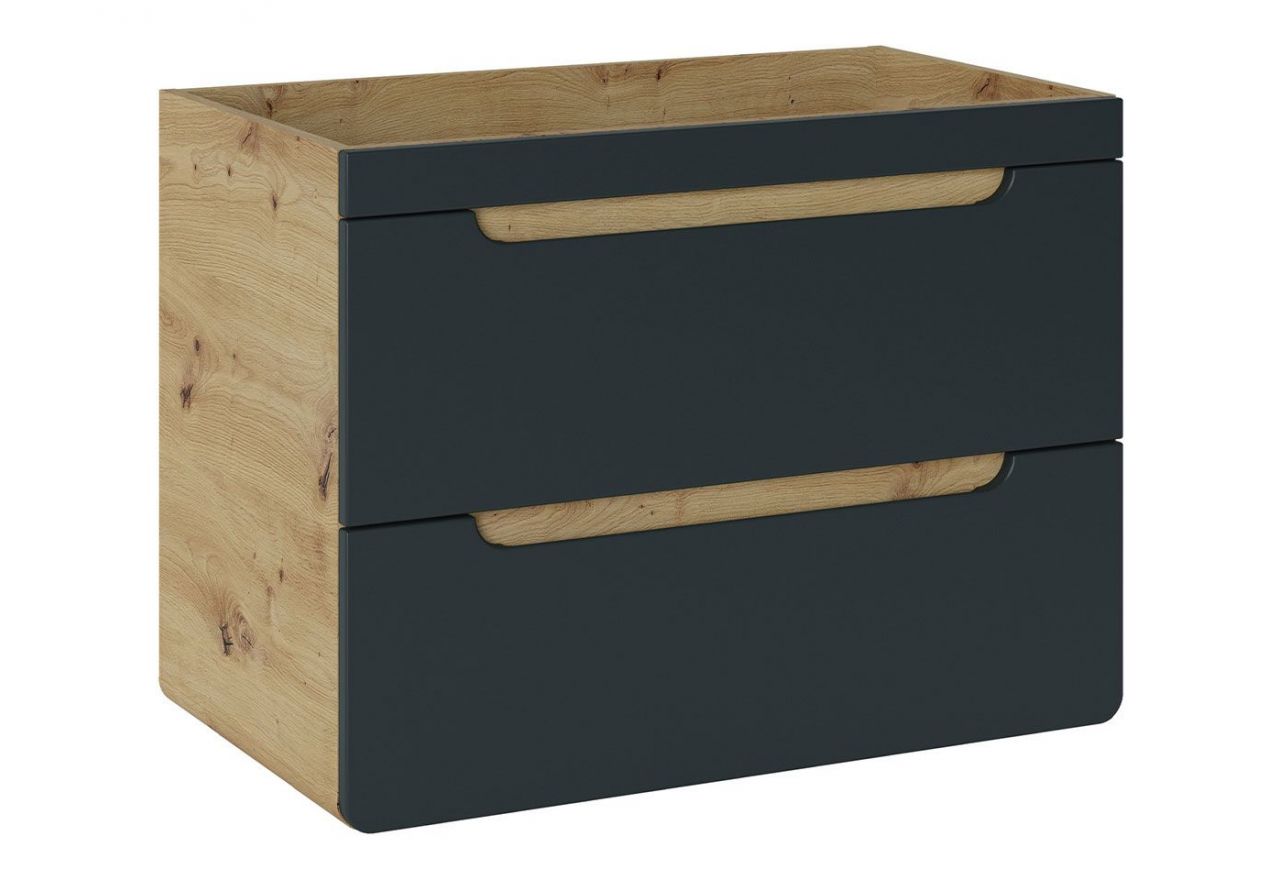 Praktyczna i funkcjonalna szafka 80 cm pod umywalkę z szufladami - ARIVA / Dąb Craft Złoty / Szary Kosmos