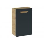 Designerska szafka pod umywalkę 40 cm, wisząca jednodrzwiowa do łazienki - ARIVA / Dąb Craft Złoty / Szary Kosmos