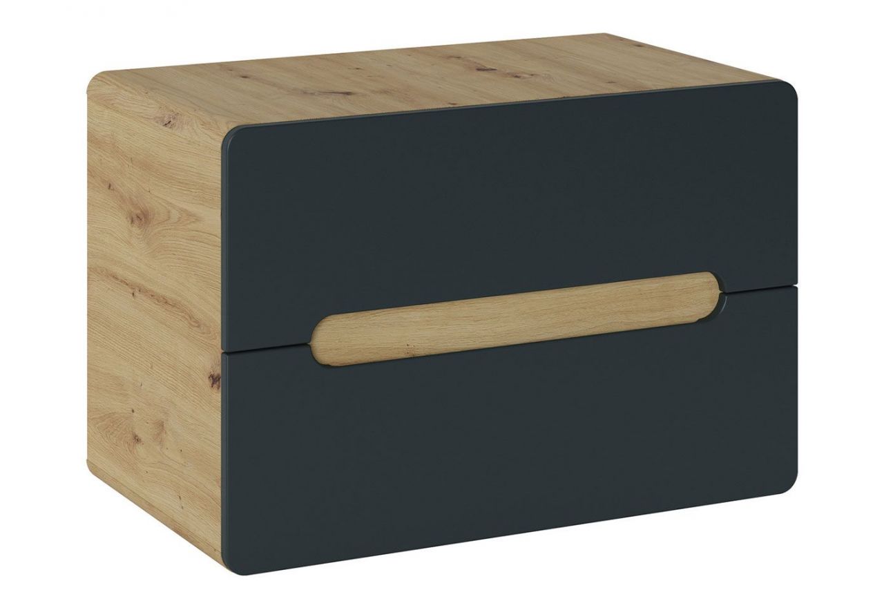 Elegancka szafka pod umywalkę 80 cm z szufladami do łazienki - ARIVA / Dąb Craft Złoty / Szary Kosmos