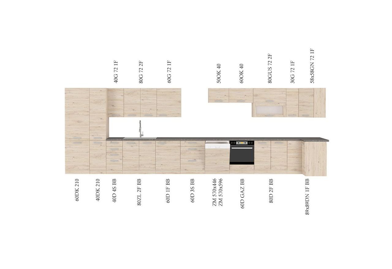 Front 45 cm do zabudowy zmywarki z panelem zakrytym, dąb bordeaux BORDEN ZM 713x446