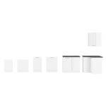 Rozbudowany zestaw mebli kuchennych z frontami w białym połysku LAUREN WHITE 300 cm - Biały połysk / Biały mat