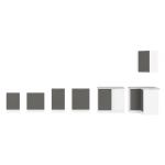 Luksusowy zestaw mebli kuchennych z szarym połyskiem na frontach LAUREN GREY 240 cm - Szary połysk / Biały mat