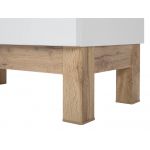 Modna i praktyczna szafka 50 cm pod umywalkę na wysokich nóżkach do łazienki - CORINO / Biały Kasai połysk / Biały / Dąb Wotan