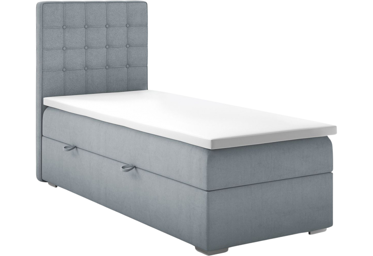 Hotelowe łóżko kontynentalne z materacem - CARMEN 80x200 jasny szary