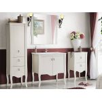 Szafka stojąca do łazienki w klasycznym stylu na wysokich nóżkach - EMILY / Biały transparentny