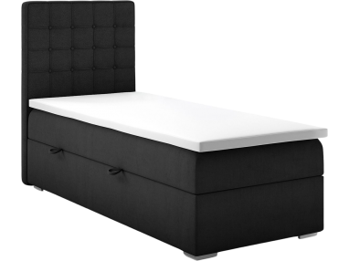 Łóżko kontynentalne pojedyncze z materacem i opcją pojemnika na pościel - CARMEN 90x200 czarny