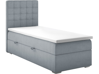 Łóżko kontynentalne pojedyncze z materacem i opcją pojemnika na pościel - CARMEN 90x200 jasny szary