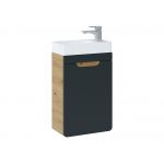 Designerska szafka pod umywalkę 40 cm, wisząca jednodrzwiowa do łazienki - ARIVA / Dąb Craft Złoty / Szary Kosmos