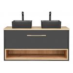 Nowoczesna szafka 120 cm pod umywalki nablatowe do łazienki - PALAWAN / Szary Cosmos / Dąb Artisan / Szary Cosmos