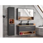 Nowoczesna szafka 120 cm pod umywalki nablatowe do łazienki - PALAWAN / Szary Cosmos / Dąb Artisan / Szary Cosmos