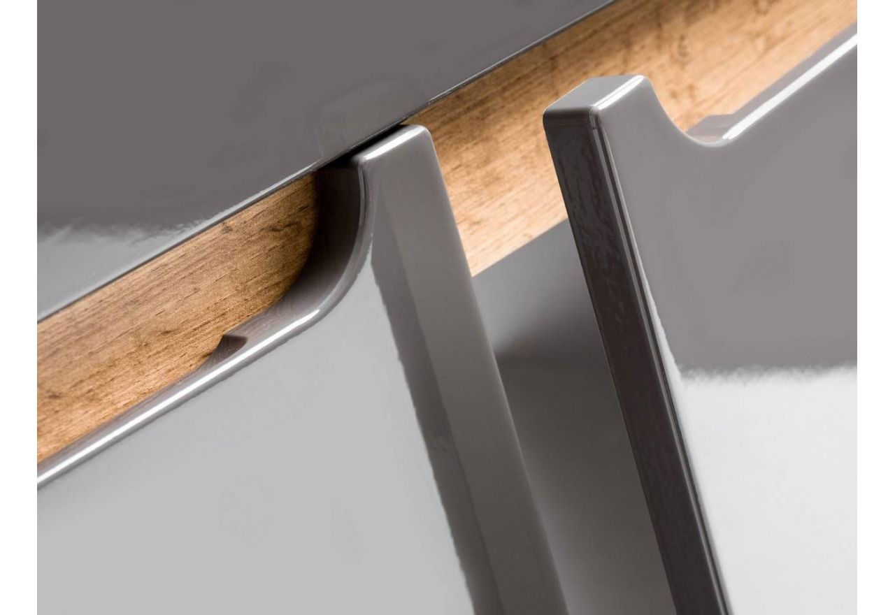 Szafka łazienkowa 80 cm pod umywalkę w nowoczesnym stylu, dwudrzwiowa - CORINO / Lava połysk / Grafit / Dąb Wotan