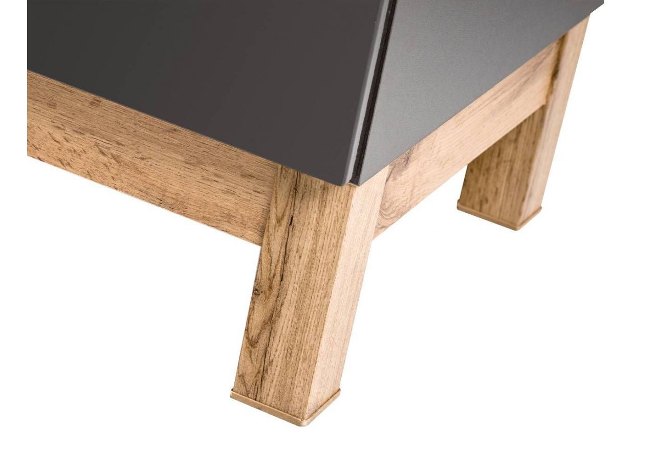 Szafka łazienkowa 80 cm pod umywalkę w nowoczesnym stylu, dwudrzwiowa - CORINO / Lava połysk / Grafit / Dąb Wotan