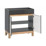 Szafka łazienkowa 80 cm pod umywalkę w nowoczesnym stylu, dwudrzwiowa - CORINO / Lava połysk / Grafit / Dąb Wotan