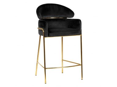 Stylowe krzesło wysokie typu hoker HAGA 60 czarny cm ze złotymi nogami