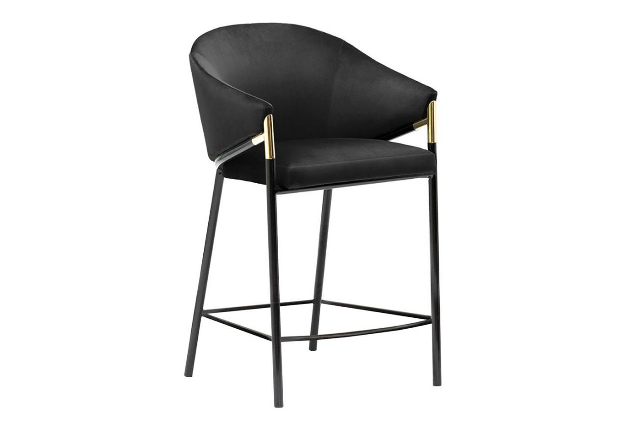 Elegancki hoker tapicerowany z wysokim oparciem RODA 60 cm czarny