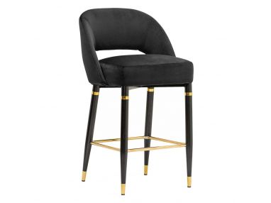 Stylowe krzesło wysokie typu hoker PRIMA 60 cm czarne na metalowych nogach