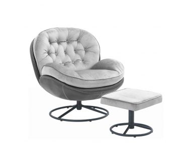 Stylowy fotel wypoczynkowy z podnóżkiem BOGOTA srebrny