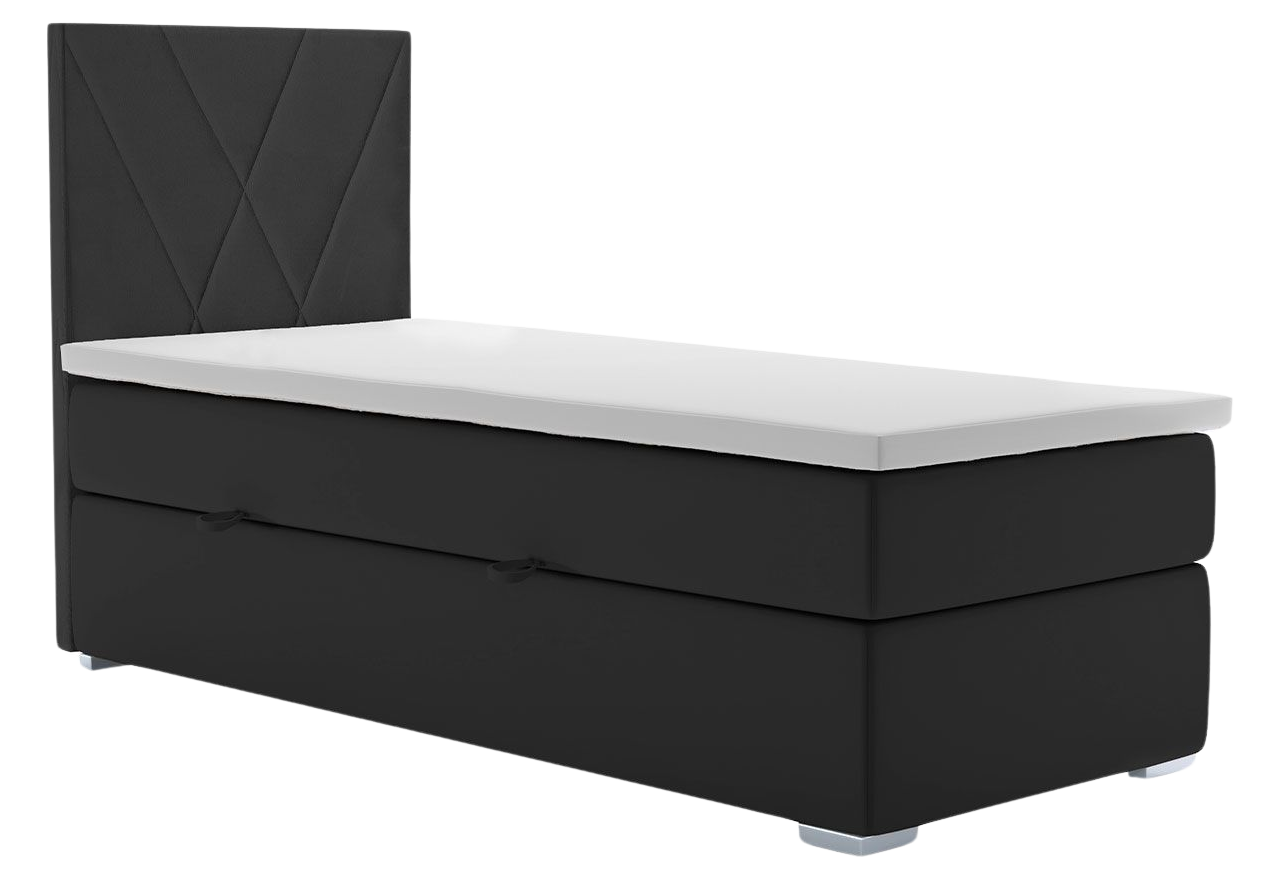 Pojedyncze łóżko kontynentalne z topperem do sypialni - LAILA 80x200 czarny