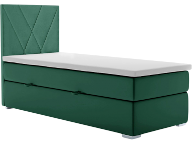 Pojedyncze łóżko kontynentalne hotelowe z materacem i opcją pojemnika na pościel - LAILA 90x200 butelkowa zieleń