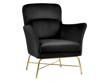Czarny nowoczesny fotel wypoczynkowy VERONA na złotych nóżkach