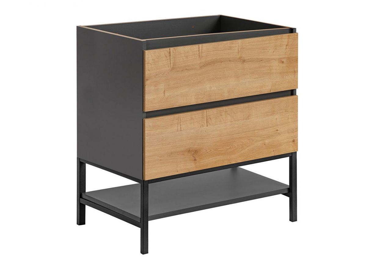 Elegancka szafka stojąca 80 cm pod umywalkę do łazienki - BORDO / Diamentowy Szary / Dąb Hamilton