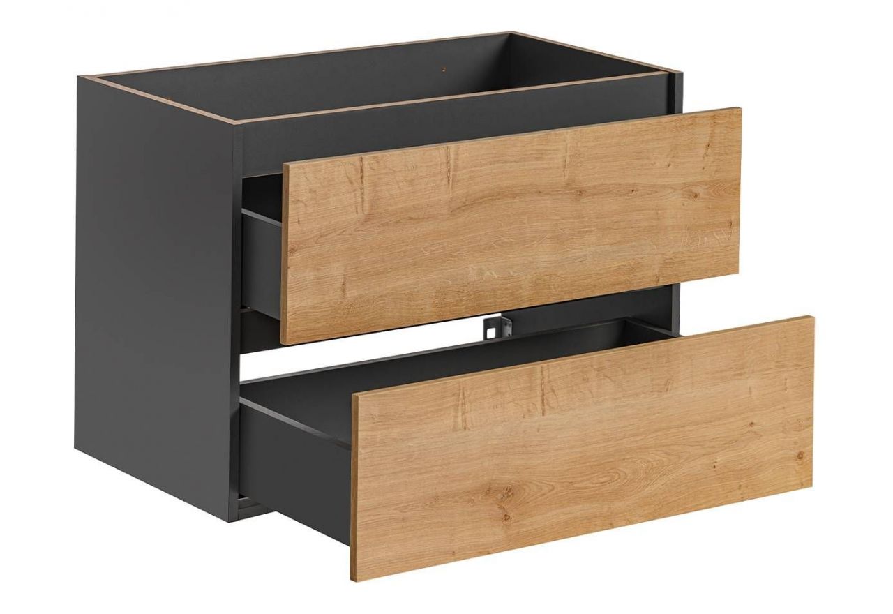 Elegancka szafka stojąca 80 cm pod umywalkę do łazienki - BORDO / Diamentowy Szary / Dąb Hamilton