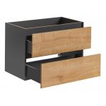 Elegancka szafka stojąca 80 cm pod umywalkę do łazienki - BORDO / Diamentowy Szary / Dąb Hamilton