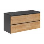 Wisząca szafka pod umywalkę nablatową 120 cm z opcją wyboru umywalek - BORDO / Diamentowy Szary / Dąb Hamilton