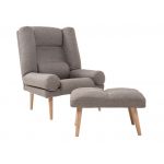 Fotel skandynawski, rozkładany z podnóżkiem w zestawie - LOTUS / Monolith 37 - butelkowa zieleń