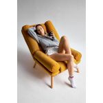 Fotel skandynawski, rozkładany z podnóżkiem w zestawie - LOTUS / Monolith 37 - butelkowa zieleń