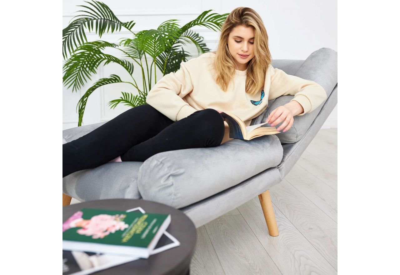 Fotel skandynawski, rozkładany z podnóżkiem w zestawie - LOTUS / Monolith 37 - butelkowa zieleń