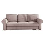 Różowa kanapa w nowoczesnym stylu z funkcją spania i zaokrąglonymi podłokietnikami - BELISA róż