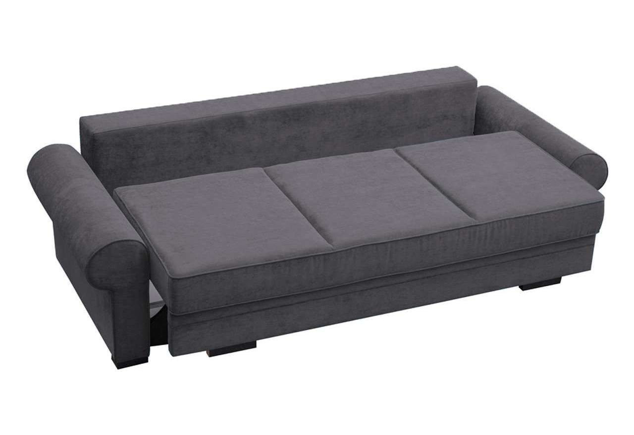 Designerska, jasno szara sofa 3-osobowa, z pojemnikiem na pościel do pokoju - BELISA jasny szary