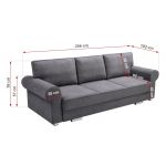 Designerska, jasno szara sofa 3-osobowa, z pojemnikiem na pościel do pokoju - BELISA jasny szary