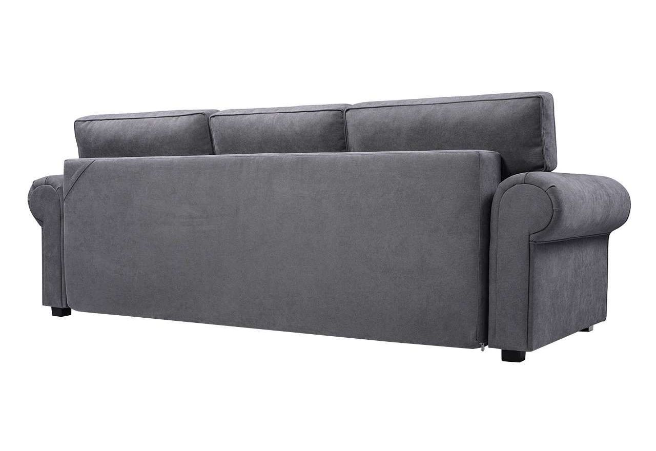Modna, szara sofa dla 3 osób, rozkładana z funkcją spania i pojemnikiem do salonu - BELISA szary