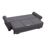 Modna, szara sofa dla 3 osób, rozkładana z funkcją spania i pojemnikiem do salonu - BELISA szary